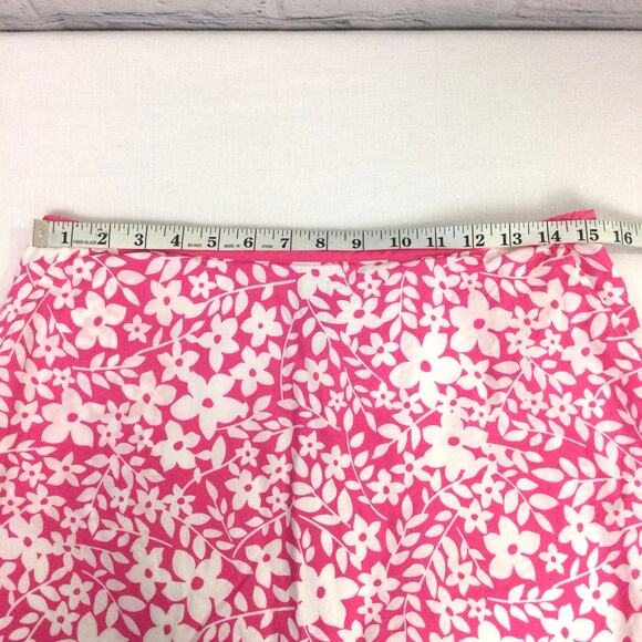 L.L. Bean Women's Pink Floral Lightweight Above the Knee Cotton A-line Skirt 12 - Picture 9 of 11